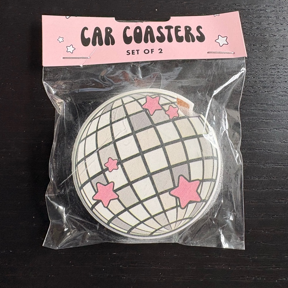 NWT Car Cupholder Coasters set of 2 Disco ball themed